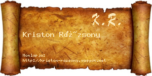 Kriston Rázsony névjegykártya